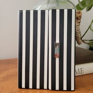 Kate Spade New York Mini Ipad Case Holder Black & White Classic Stripes